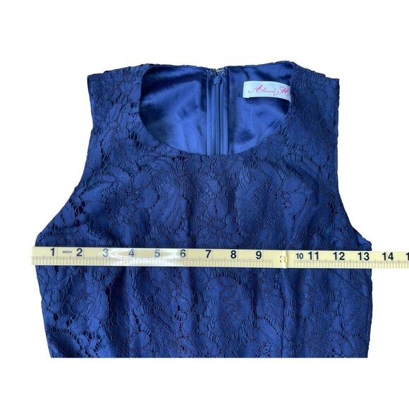 Alannah Hill Navy Blue Lace Silk Fit & Flare Dress Cocktail Wedding - Size 6 - Picture 8 of 14